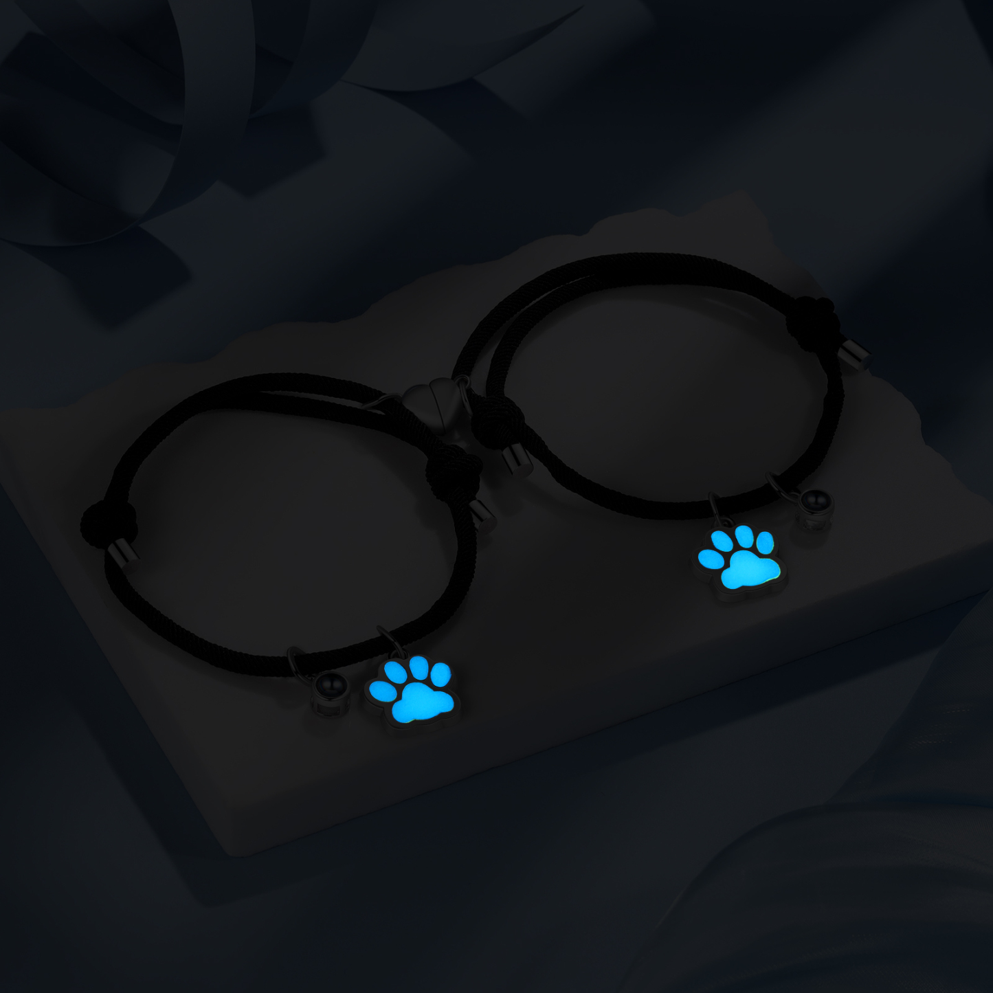 Pulsera para pareja con proyección de foto con dije de corazón magnético-Jessemade ES