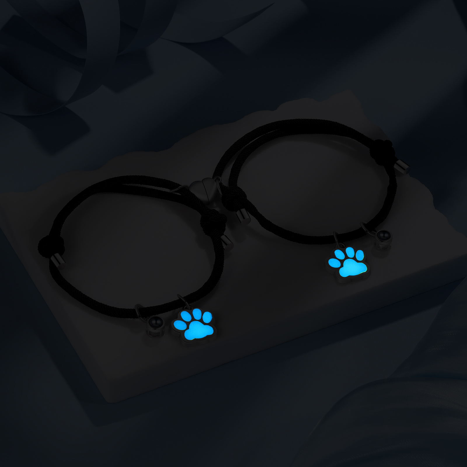 Pulsera para pareja con proyección de foto con dije de corazón magnético-Jessemade ES