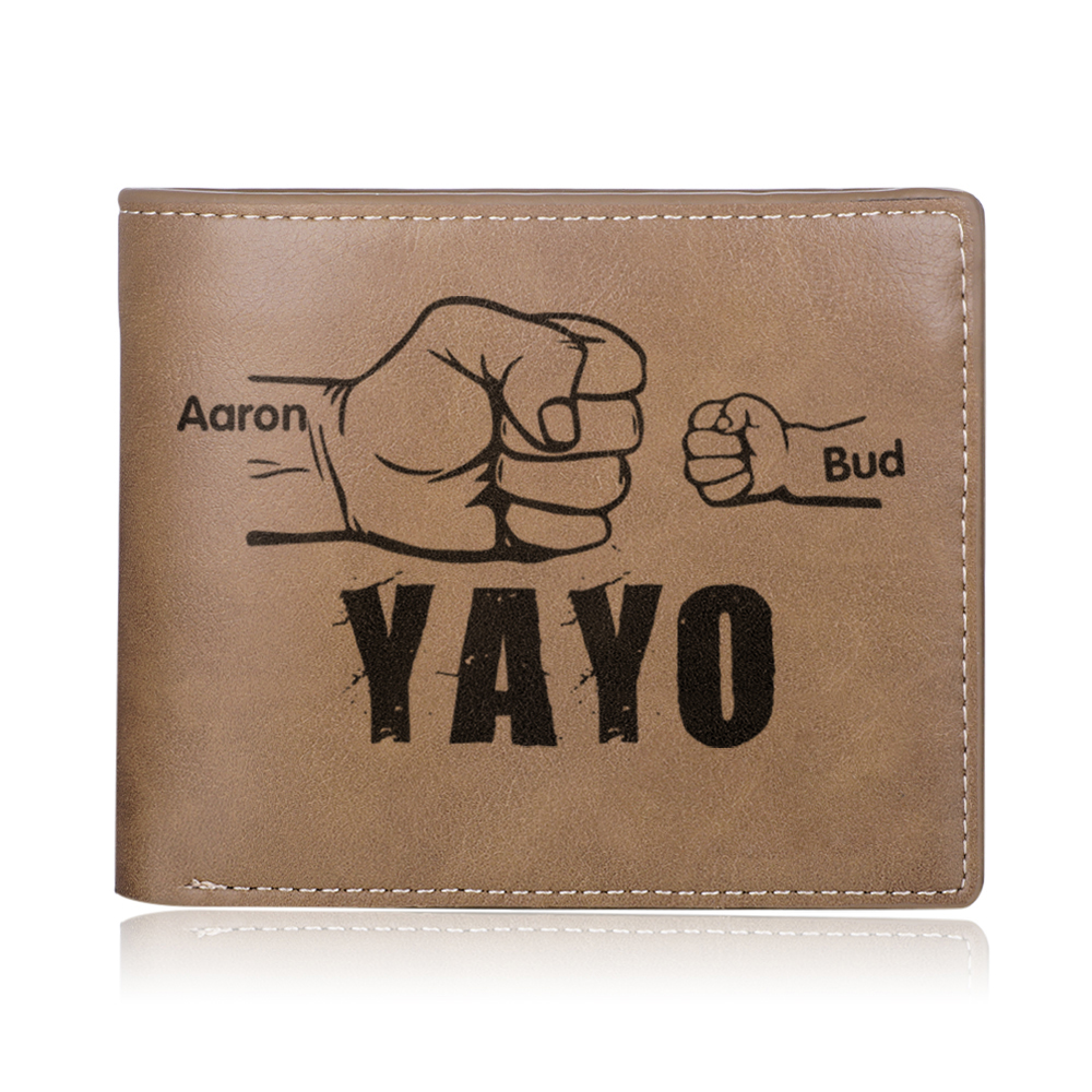 A mi abuelo-Cartera 2-5 nombres personalizados billetera clásica puño con puño -Jessemade ES