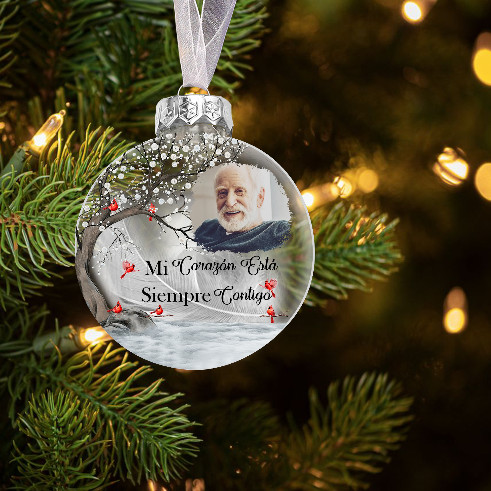 Bola navideña conmemorativa Adorno de Navidad 1 foto personalizada con pluma -Jessemade ES