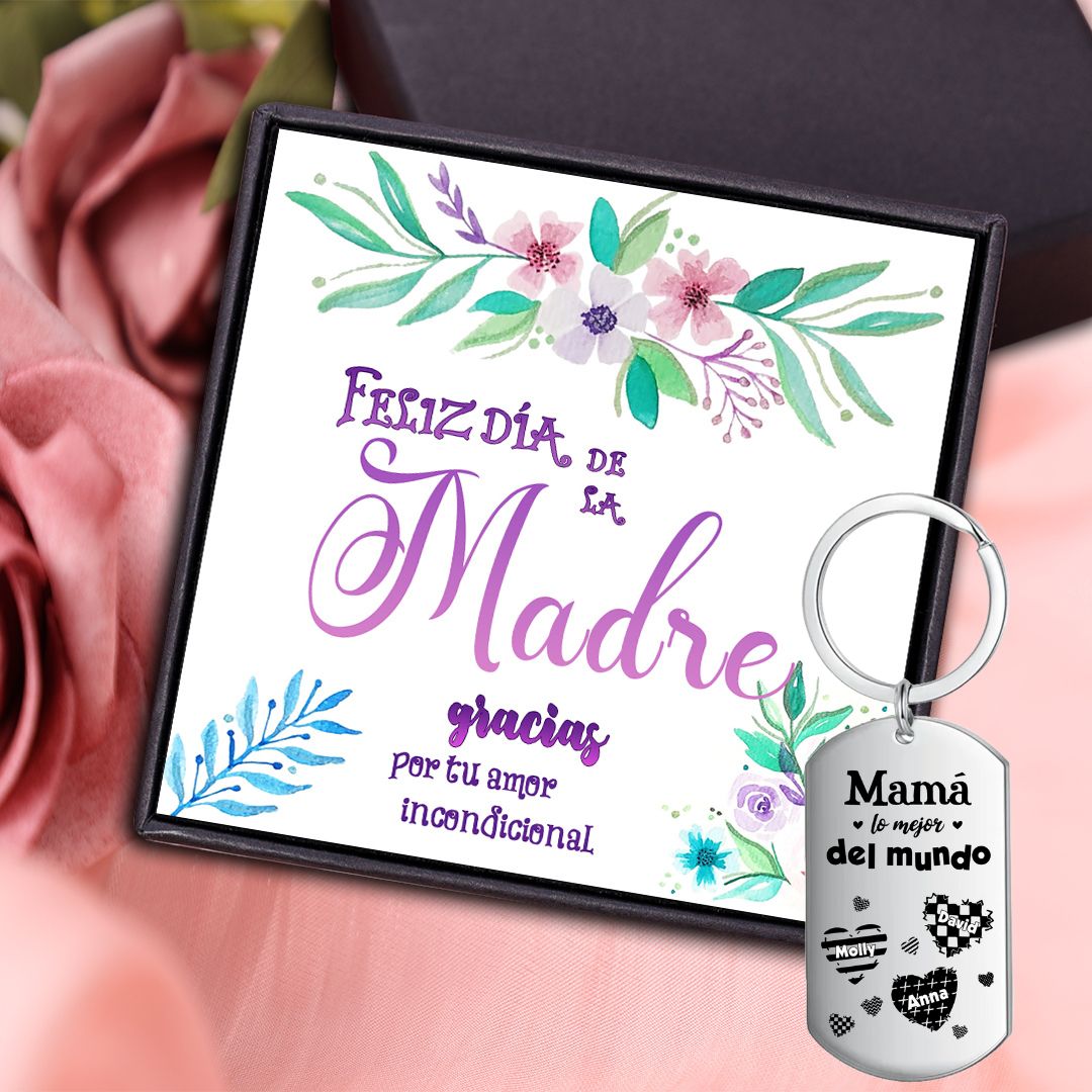 A mi mamá-Llavero 1-6 Nombres Personalizados CORAZONES-Jessemade ES