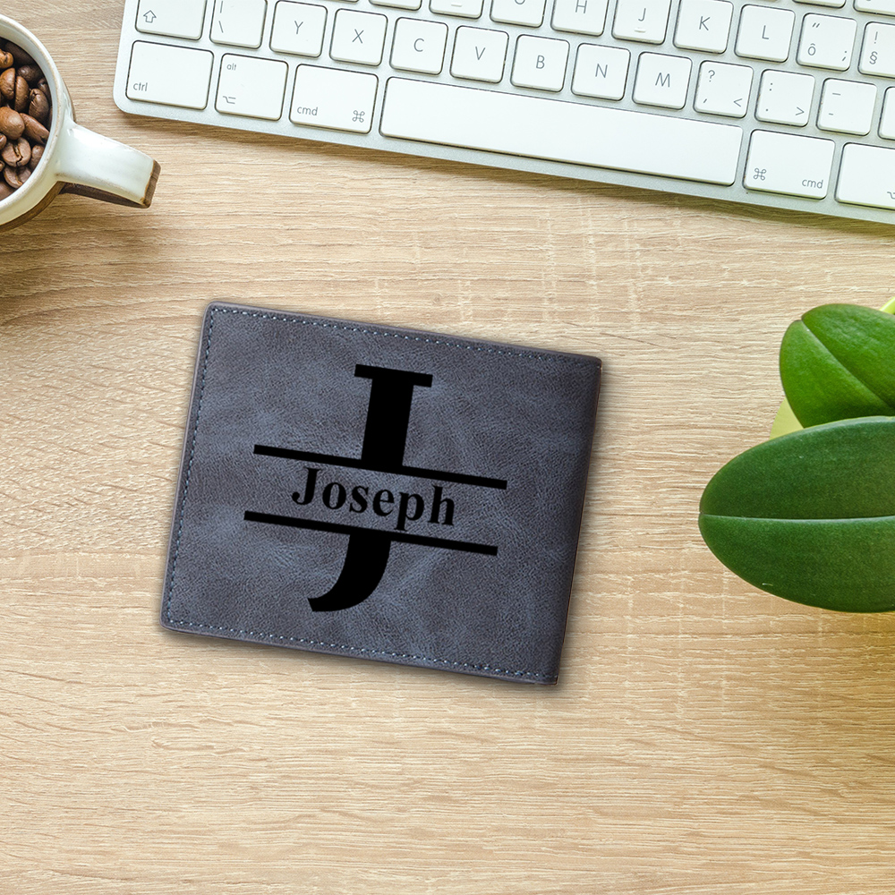 Cartera, billetera personalizada con 1 foto, 1 nombre y 1 letra monedero para hombre-Jessemade ES
