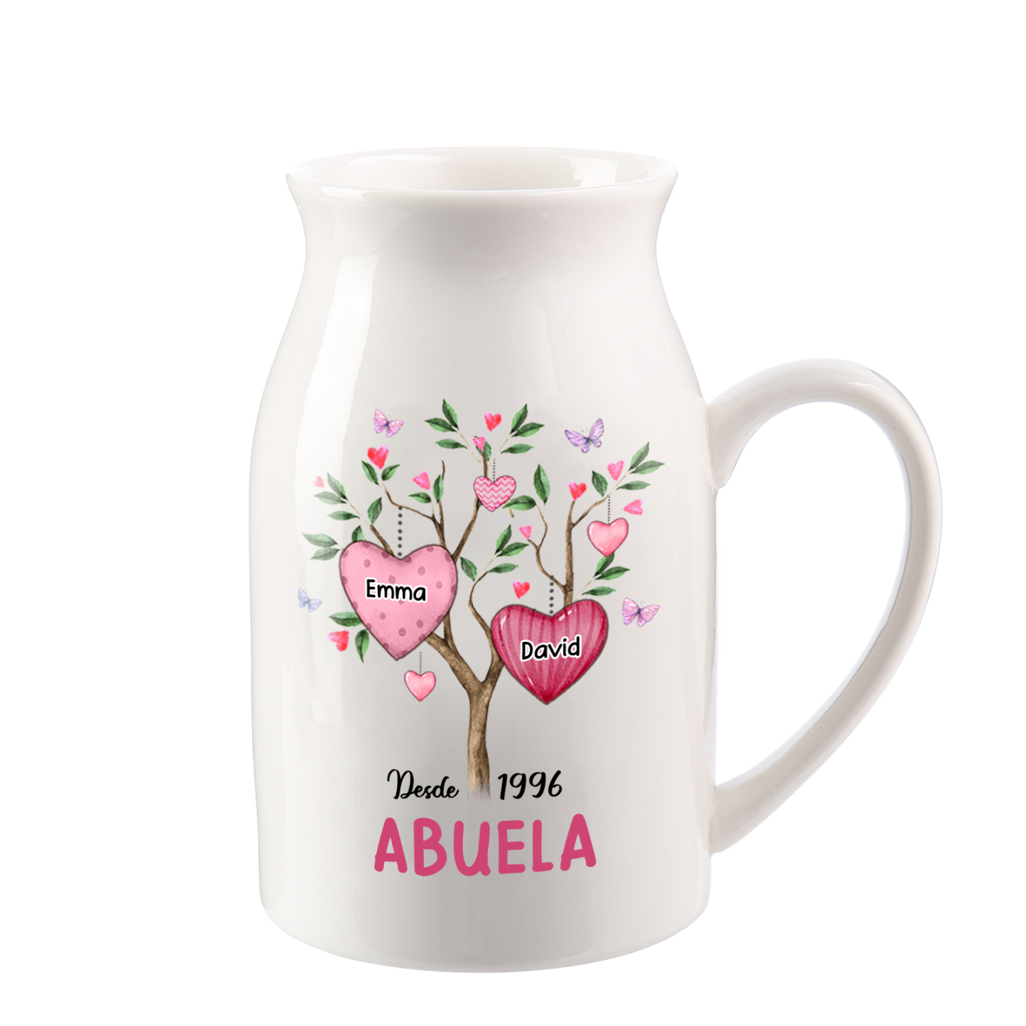 Florero de cerámica árbol de corazones 2-8 nombres personalizados con texto y año decoración del hogar-Jessemade ES
