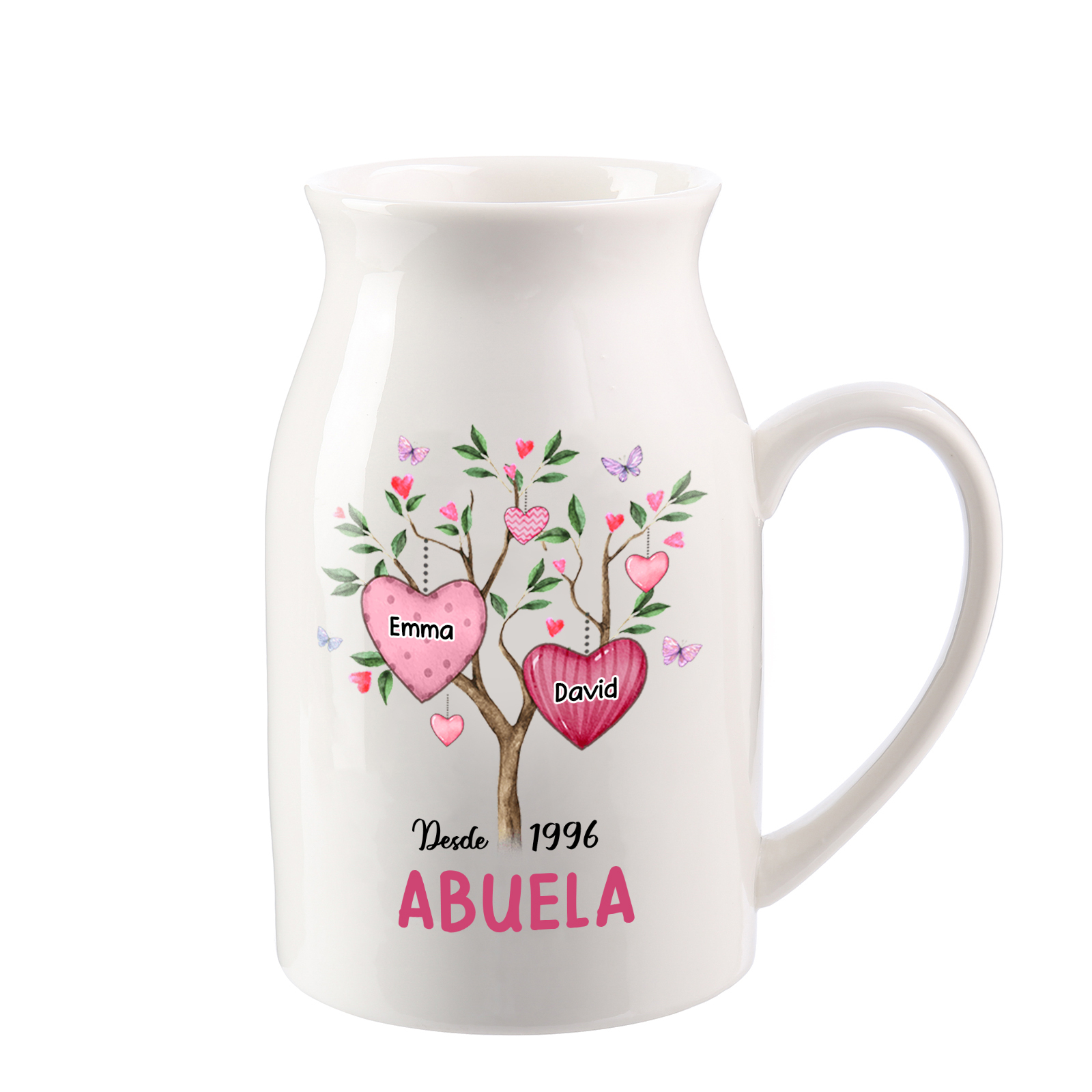 Florero de cerámica árbol de corazones 2-8 nombres personalizados con texto y año decoración del hogar-Jessemade ES