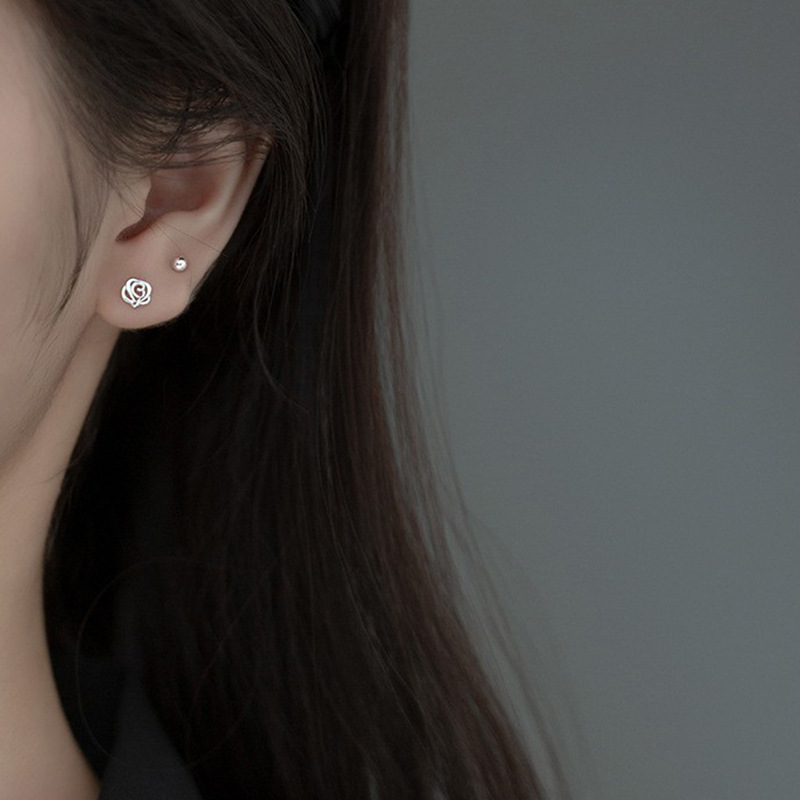 Pendientes de rosa aretes dos colores-Jessemade ES