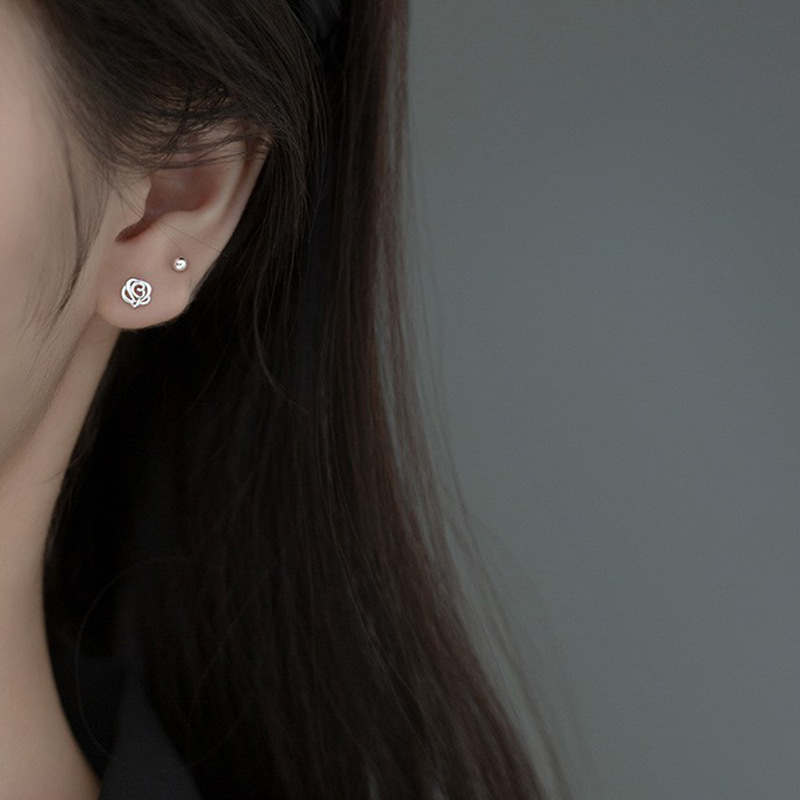 Pendientes de rosa aretes dos colores-Jessemade ES