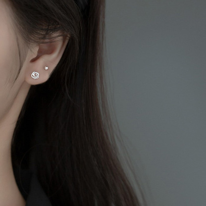 Pendientes de rosa aretes dos colores-Jessemade ES