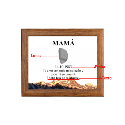 A mi mamá-Marco de luna del día que nació personalizado con fecha y texto con lámpara-Jessemade ES