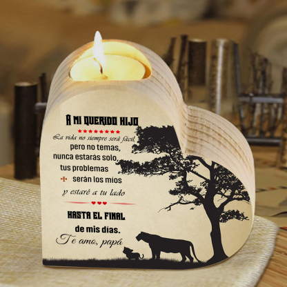 Candelero de corazón para hijo de papá de madera de dos piezas sin candela-Jessemade ES