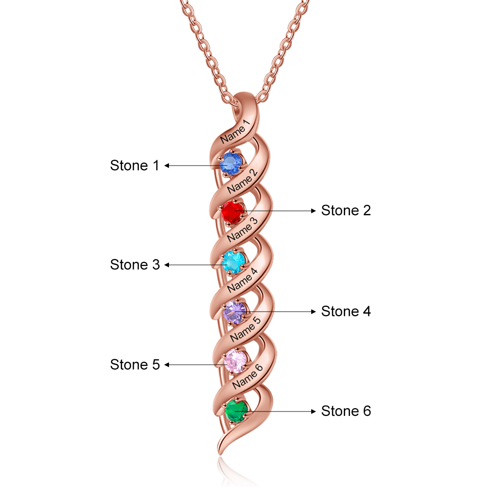 Collar de DNA 2-7 nombres y piedras personalizados-Jessemade ES