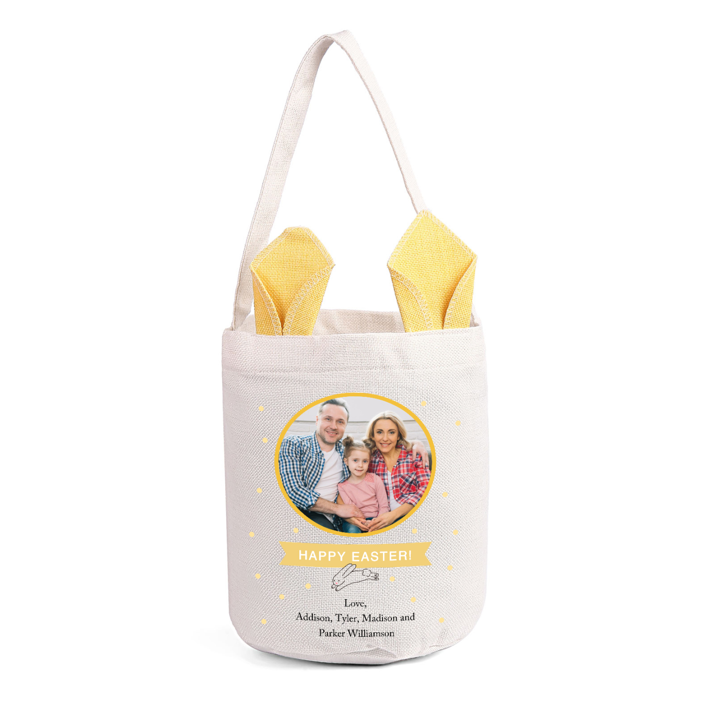 Pascua-Bolsa de conejo con 2 textos y 1 foto personalizados-Jessemade ES