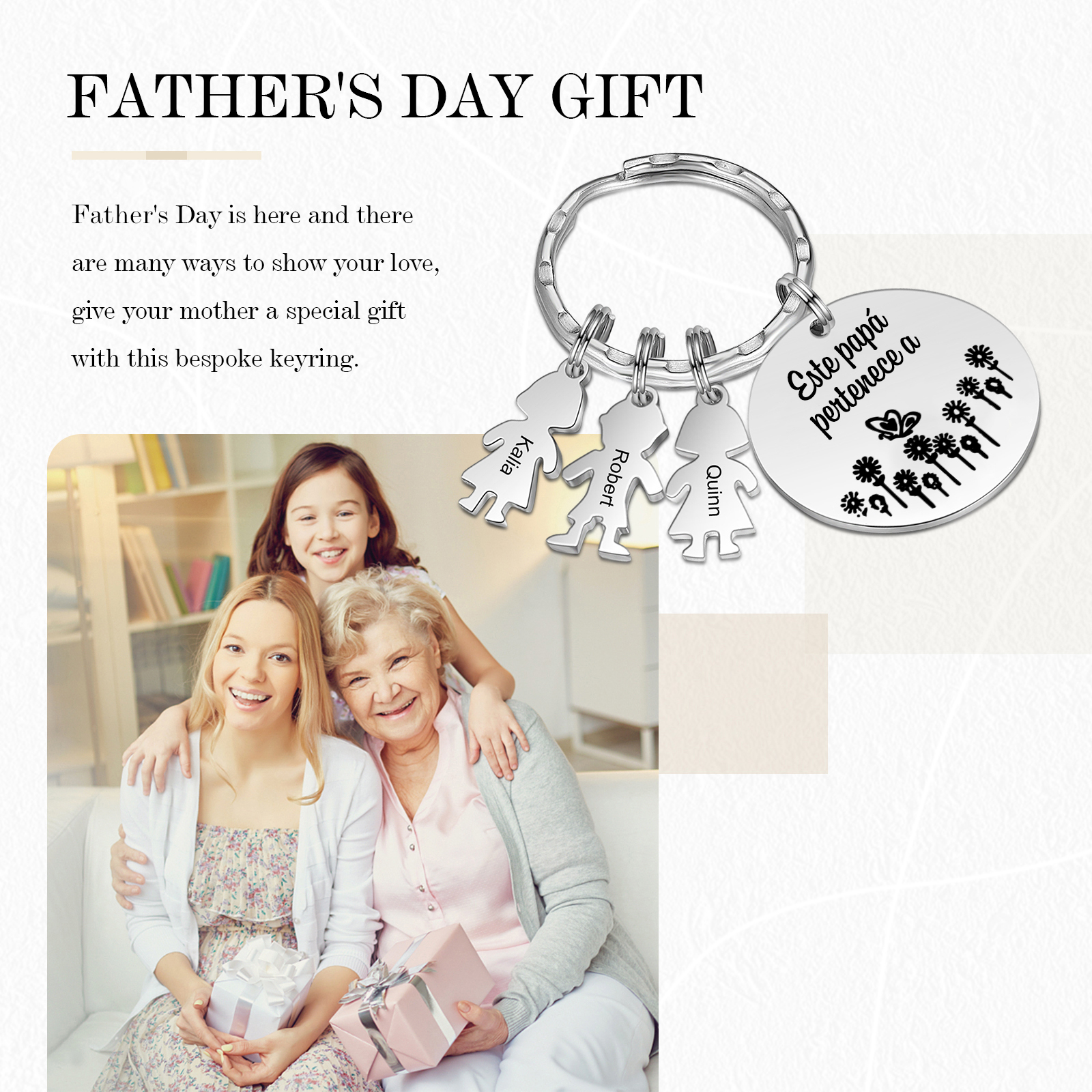 A mi papá - Llavero con 1-5 nombre personalizado en "niños"-Jessemade ES