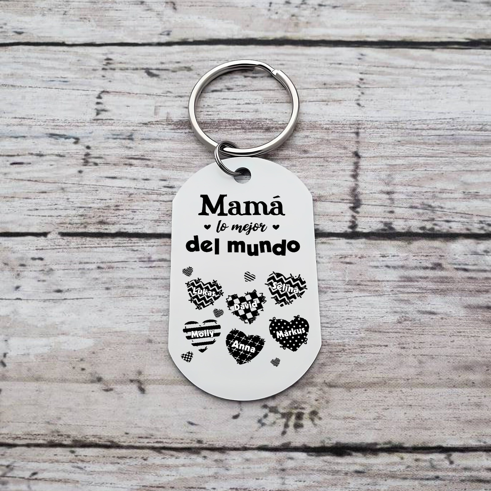 A mi mamá-Llavero 1-6 Nombres Personalizados CORAZONES-Jessemade ES