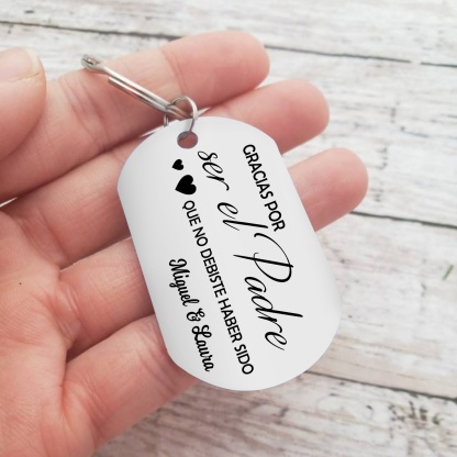 A mi papá-Llavero de placa con palabras amorosas personalizado con 2 nombres-Jessemade ES