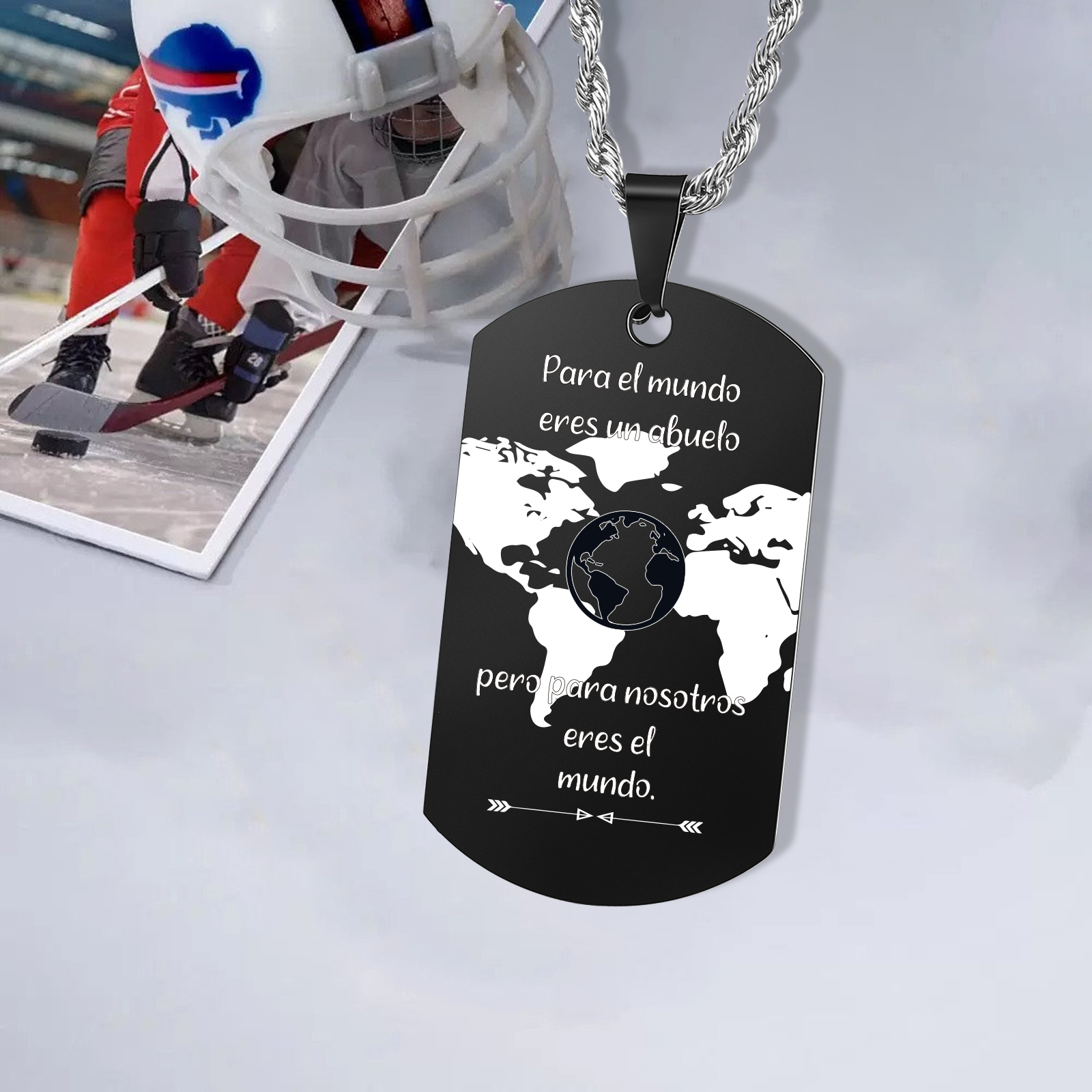 A MI ABUELO-Collar mapa del mundo de placa-Jessemade ES