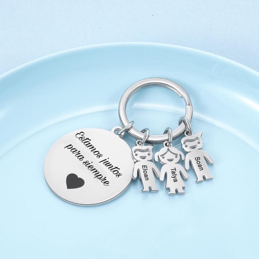 A mi mamá-Llavero Personalizado con 3 Nombres en 3 Niños y 1 Texto-Jessemade ES
