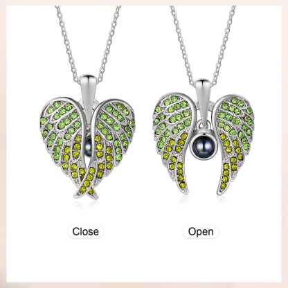 Collar de alas de ángel abiertas personalizado con 1 foto en proyección-Jessemade ES