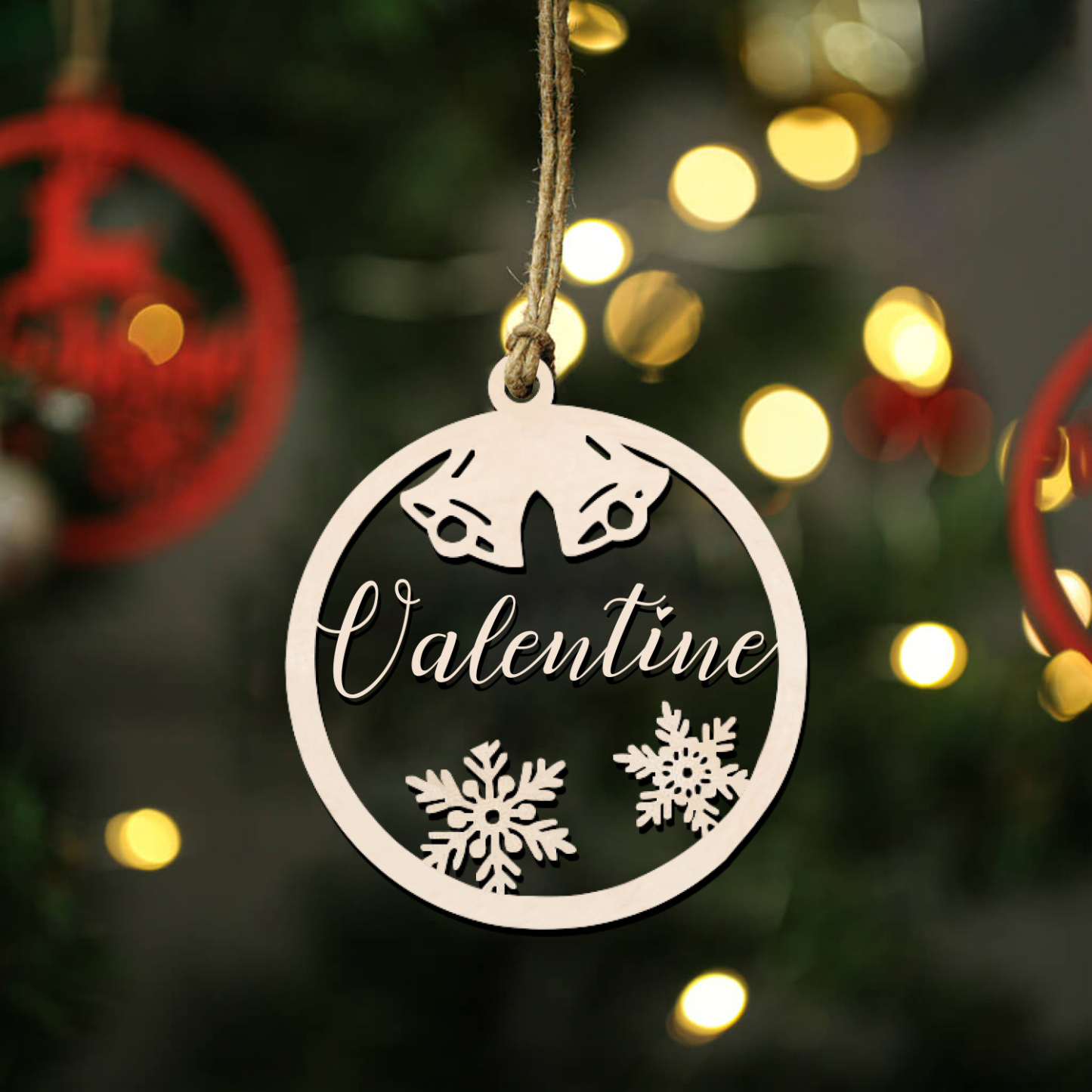 Navidad-Ornamento navideño con reno o cascabel con 1 nombre personalizado