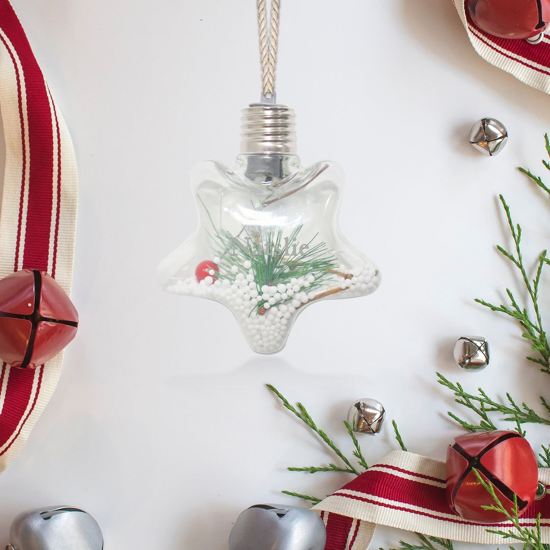 Bola navideña Adorno de Navidad 1 nombre personalizado en forma de estrella con luces LED 