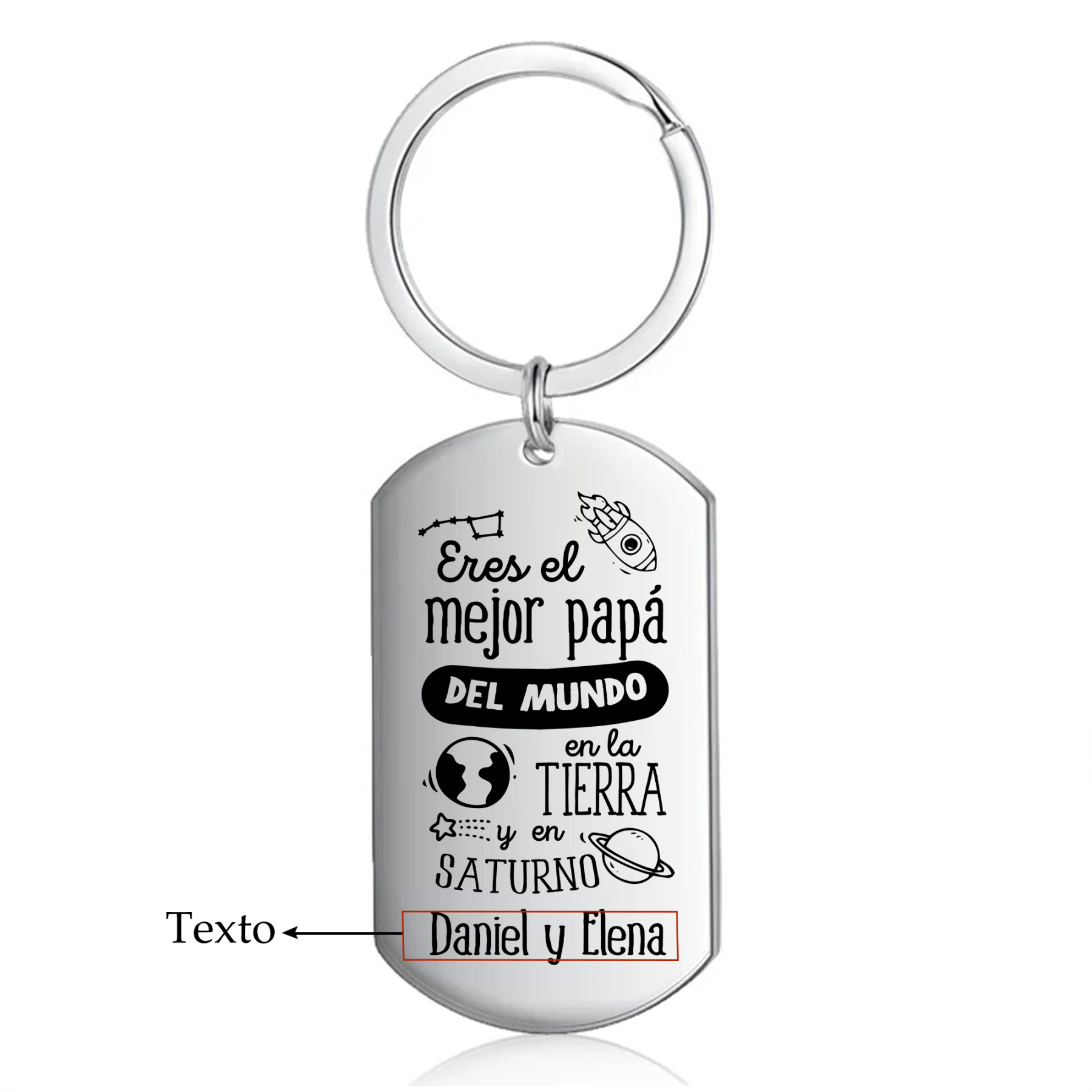 A mi papá-Llavero Personalizado EL MEJOR PAPÁ 1 Texto -Jessemade ES