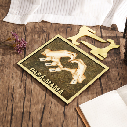 A mi mamá/papá-Adorno 2-8 nombres personalizados decoración de madera mano con mano-Jessemade ES