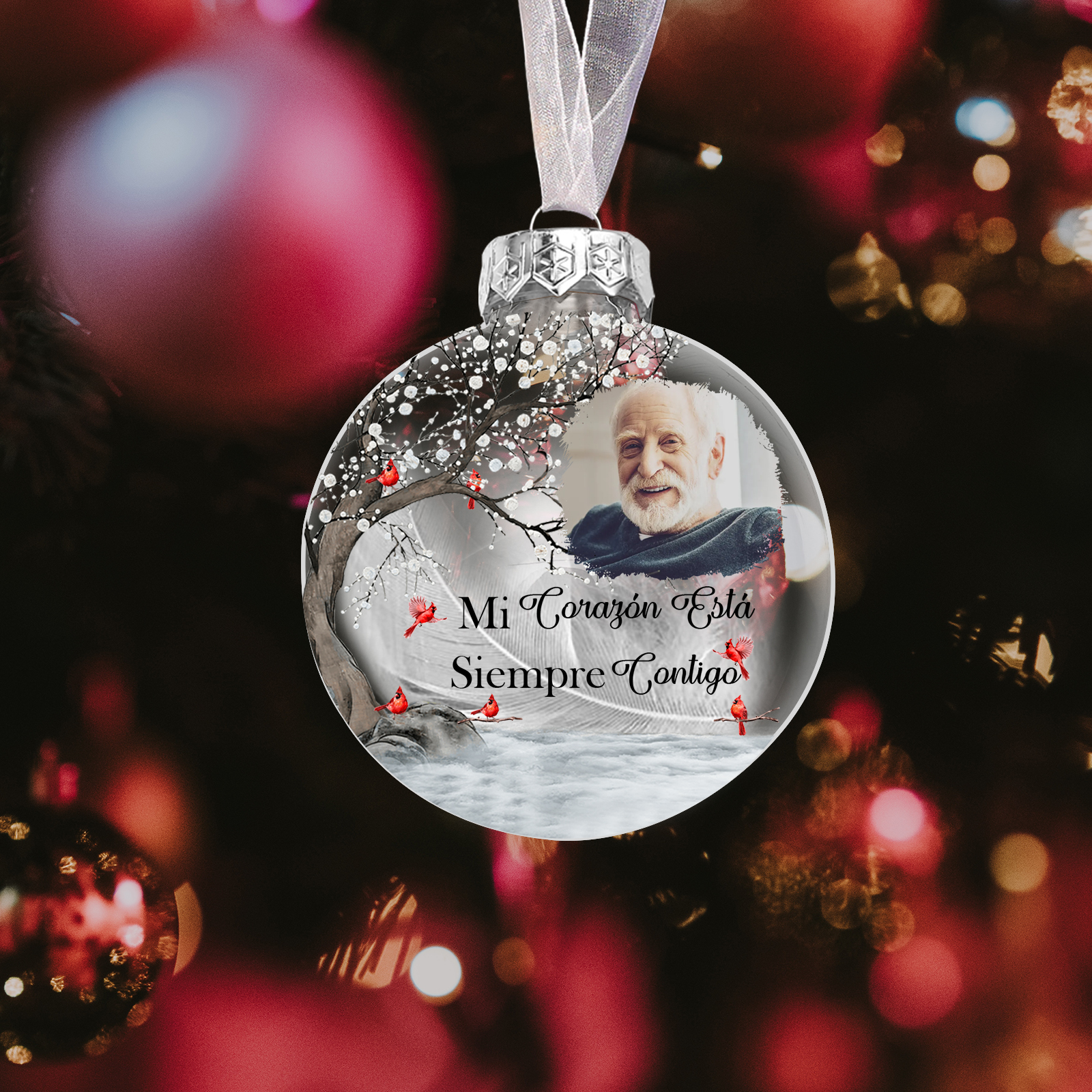 Bola navideña conmemorativa Adorno de Navidad 1 foto personalizada con pluma -Jessemade ES