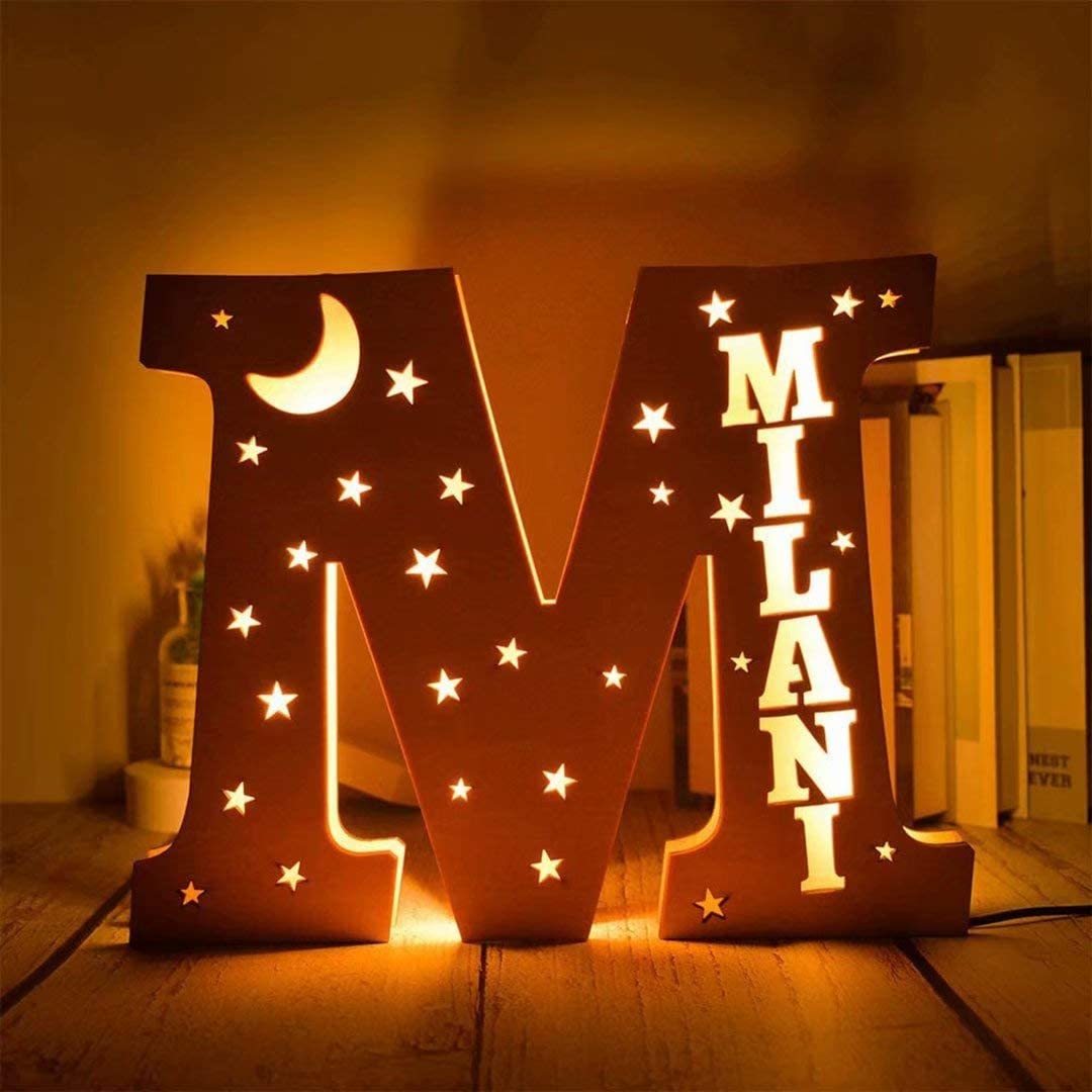 Lámpara 3D Ilusión Luz de Noche LED 26 Letras con 1 nombre personalizado-Jessemade ES