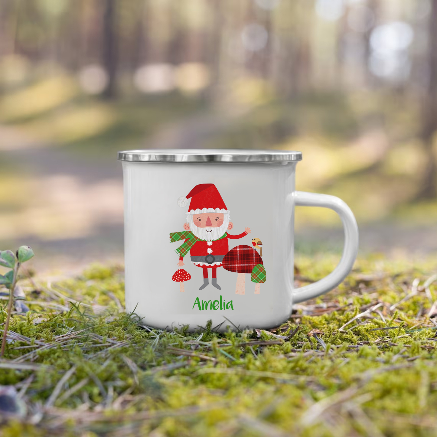 Navidad-Taza Papá Noel para niños con 1 nombre personalizado