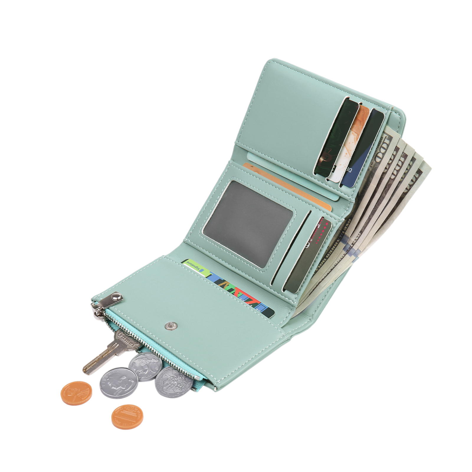 Cartera, billetera con 1 texto y 1 foto personalizados monedero clásico para mujer