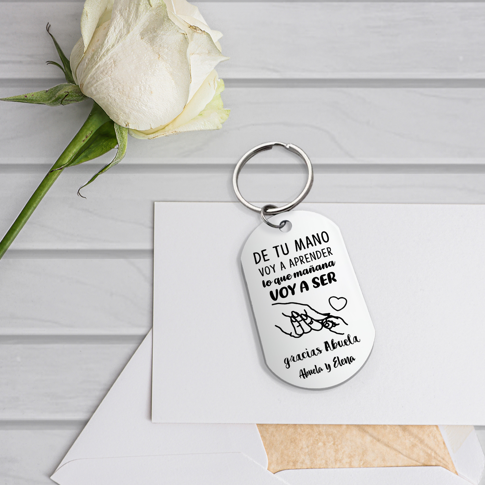 A mi abuela - Llavero 1 Texto Personalizado GRACIAS ABUELA-Jessemade ES