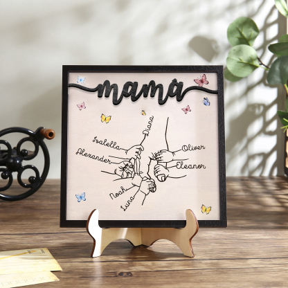 A mi mamá-Adorno 2-7 nombres personalizados decoración de madera mano con manitos-Jessemade ES