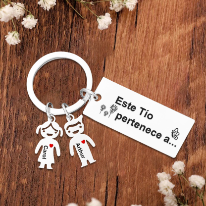 A mi tío - Llavero con 1-6 nombres personalizados en "niños" "Este Tío pertenece a..."-Jessemade ES