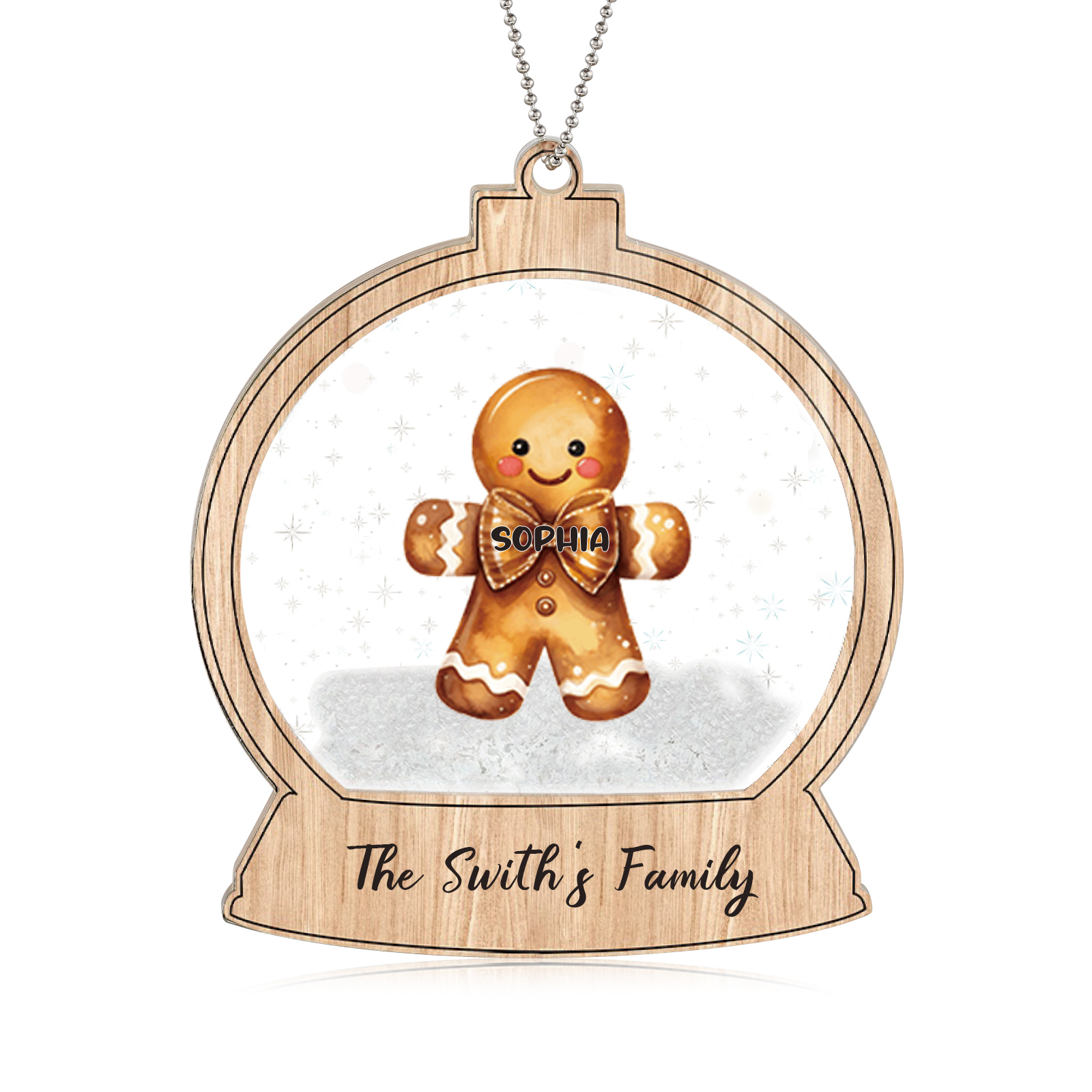 Navidad-Ornamentos Navideños de Acrílico Bola de Cristal 1 Nombre con Texto Personalizados