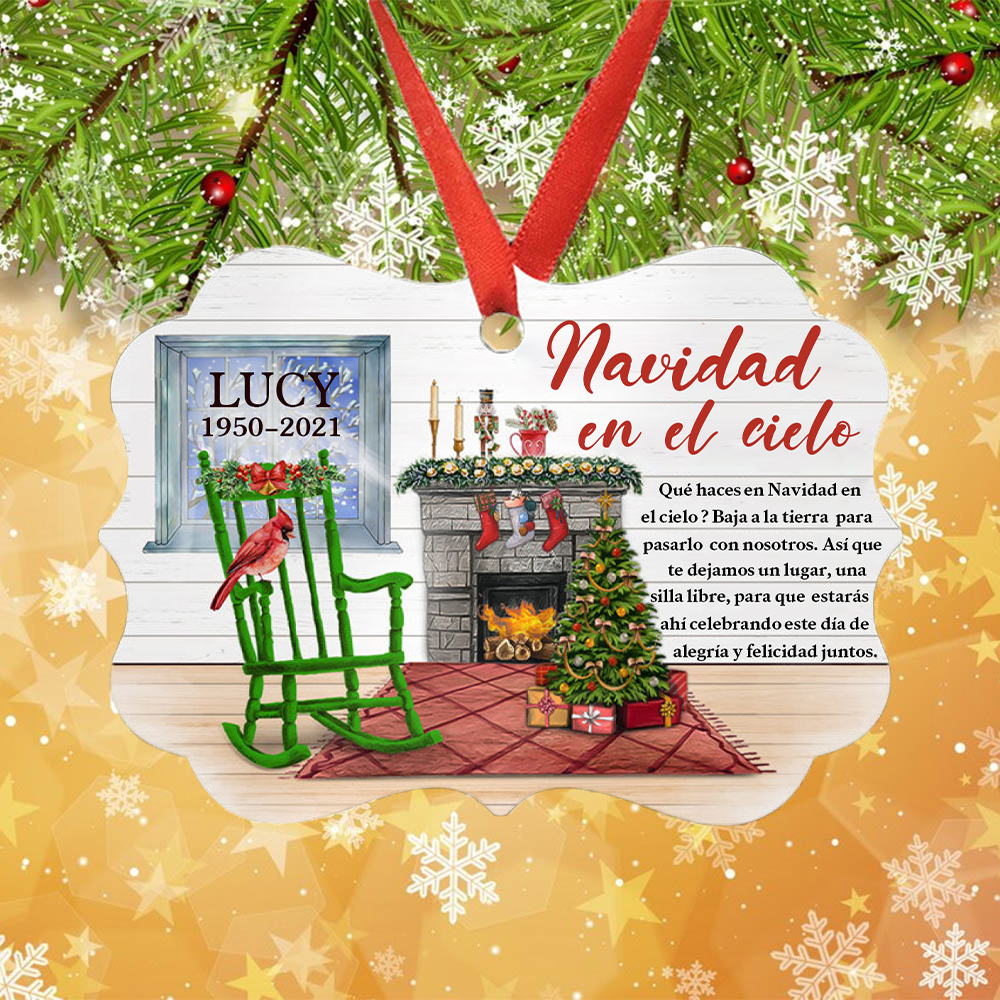 Navidad-Ornamento navideño navidad en el cielo 1 nombre y un texto personalizados Adorno de madera