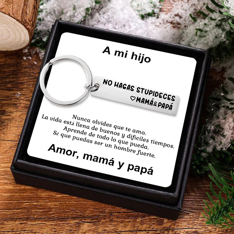 Llavero de placa "No hagas stupideces" a hijos de papá y mamá-Jessemade ES
