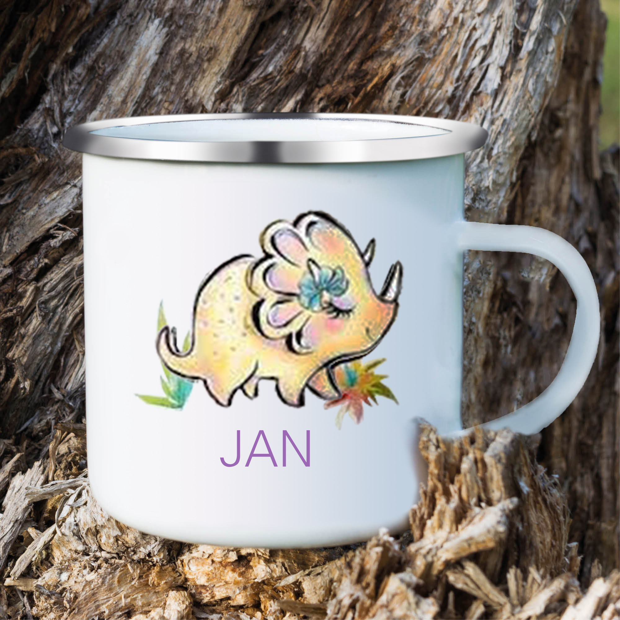 Taza con dinosaurios para niños con 1 nombre personalizado-Jessemade ES