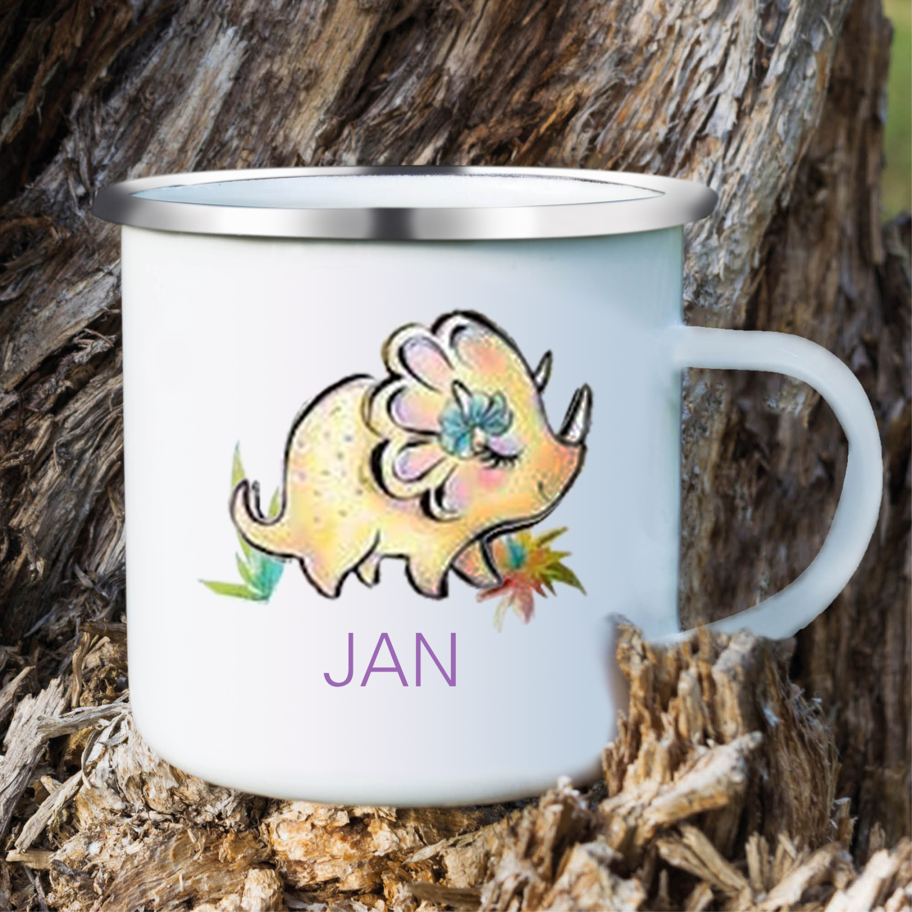 Taza con dinosaurios para niños con 1 nombre personalizado-Jessemade ES