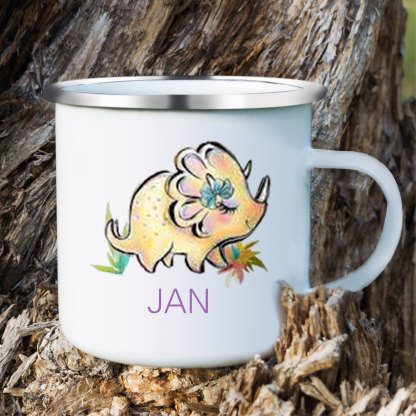 Taza con dinosaurios para niños con 1 nombre personalizado-Jessemade ES