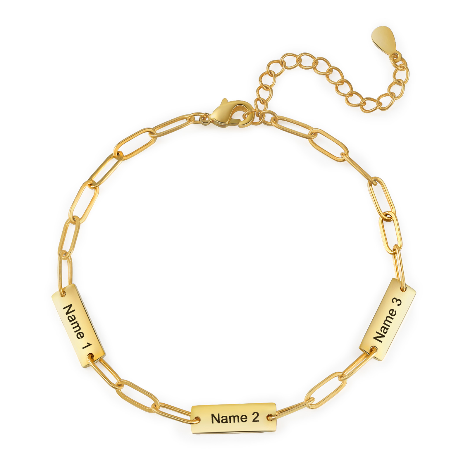 Pulsera para mujer con placas personalizadas con 3 nombres-Jessemade ES