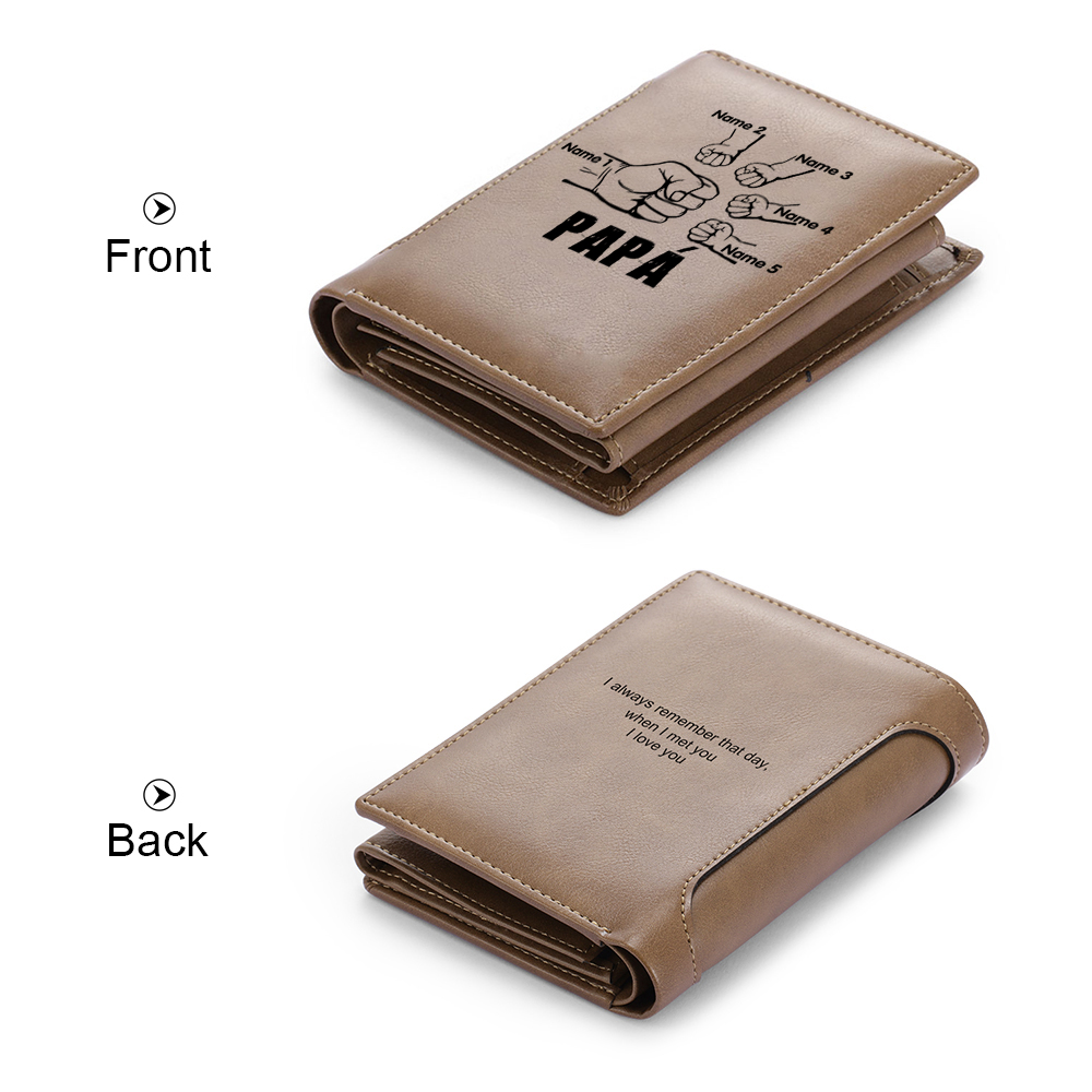 A mi papá-Cartera 2-5 nombres y texto personalizados billetera clásica puño a puño -Jessemade ES