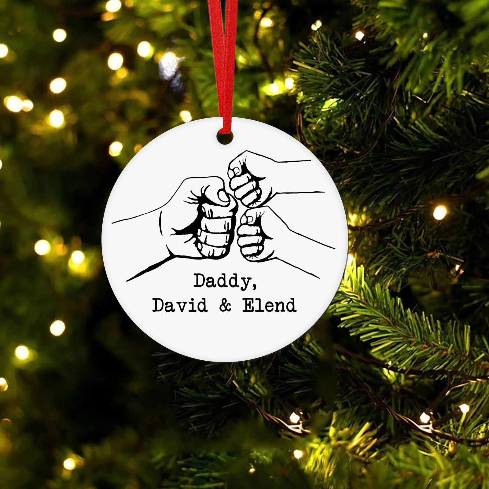 Navidad-Ornamento navideño puño con puño texto personalizado Adorno de madera