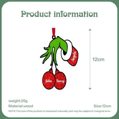 Navidad-Ornamento navideño de madera mano mágica con 3 nombres personalizados
