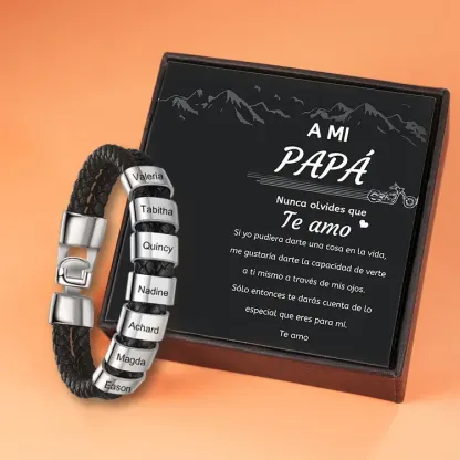 A MI PAPÁ-Pulsera de cuero trenzado 1-7 aros con 1-7 nombres personalizados pulsera de hombre 