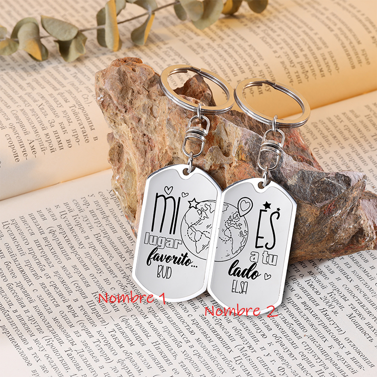 Llavero personalizado con 2 nombres para pareja unidad de llaveros-Jessemade ES