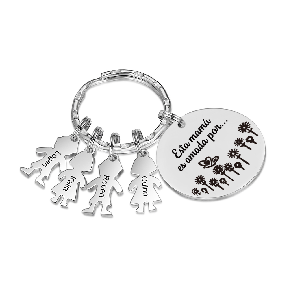 A mi mamá - Llavero con 4 nombres personalizados en "niños"-Jessemade ES