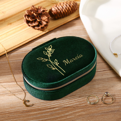 Caja de regalo para joya personalizada con nombre y flor de nacimiento-Jessemade ES