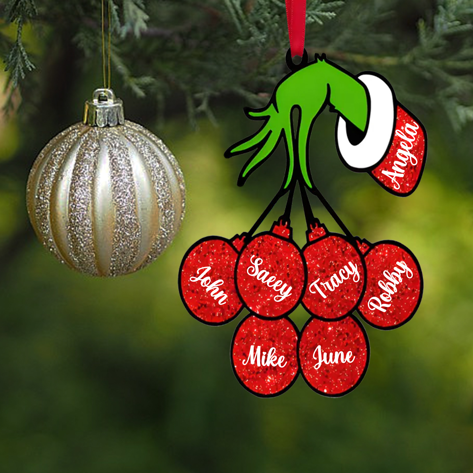 Navidad-Ornamento navideño de madera mano mágica con 7 nombres personalizados