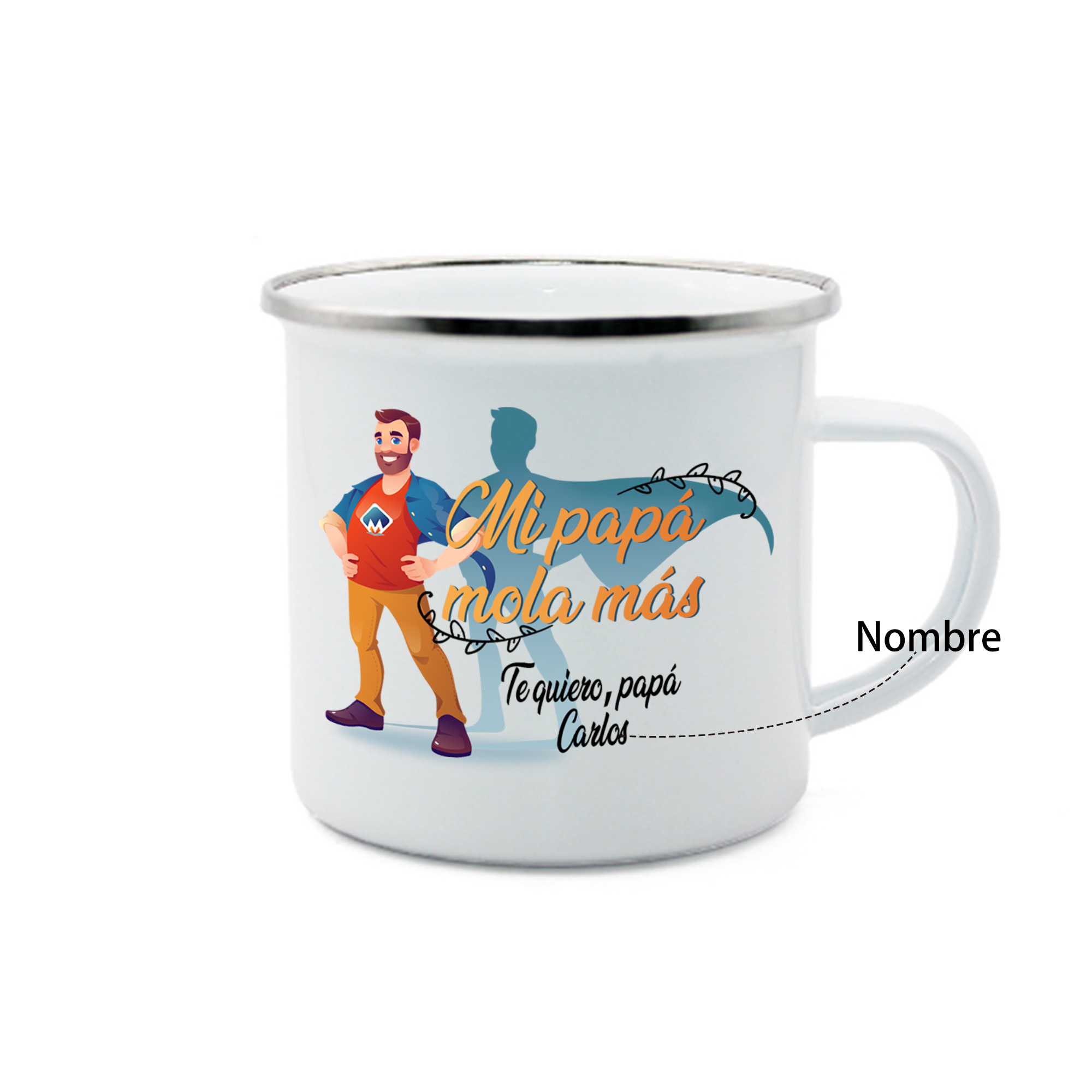 Taza para papá con 1 nombre personalizado-Jessemade ES