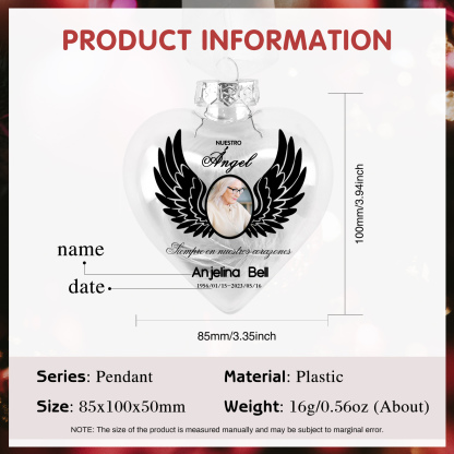 Bola navideña conmemorativa Adorno de Navidad 1 nombre, 1 foto y años personalizados con pluma -Jessemade ES