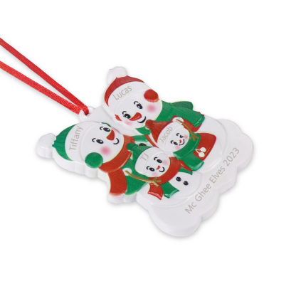 Navidad-Ornamento de resina con muñecos de nieve 4 nombres personalizados con texto adorno de árbol